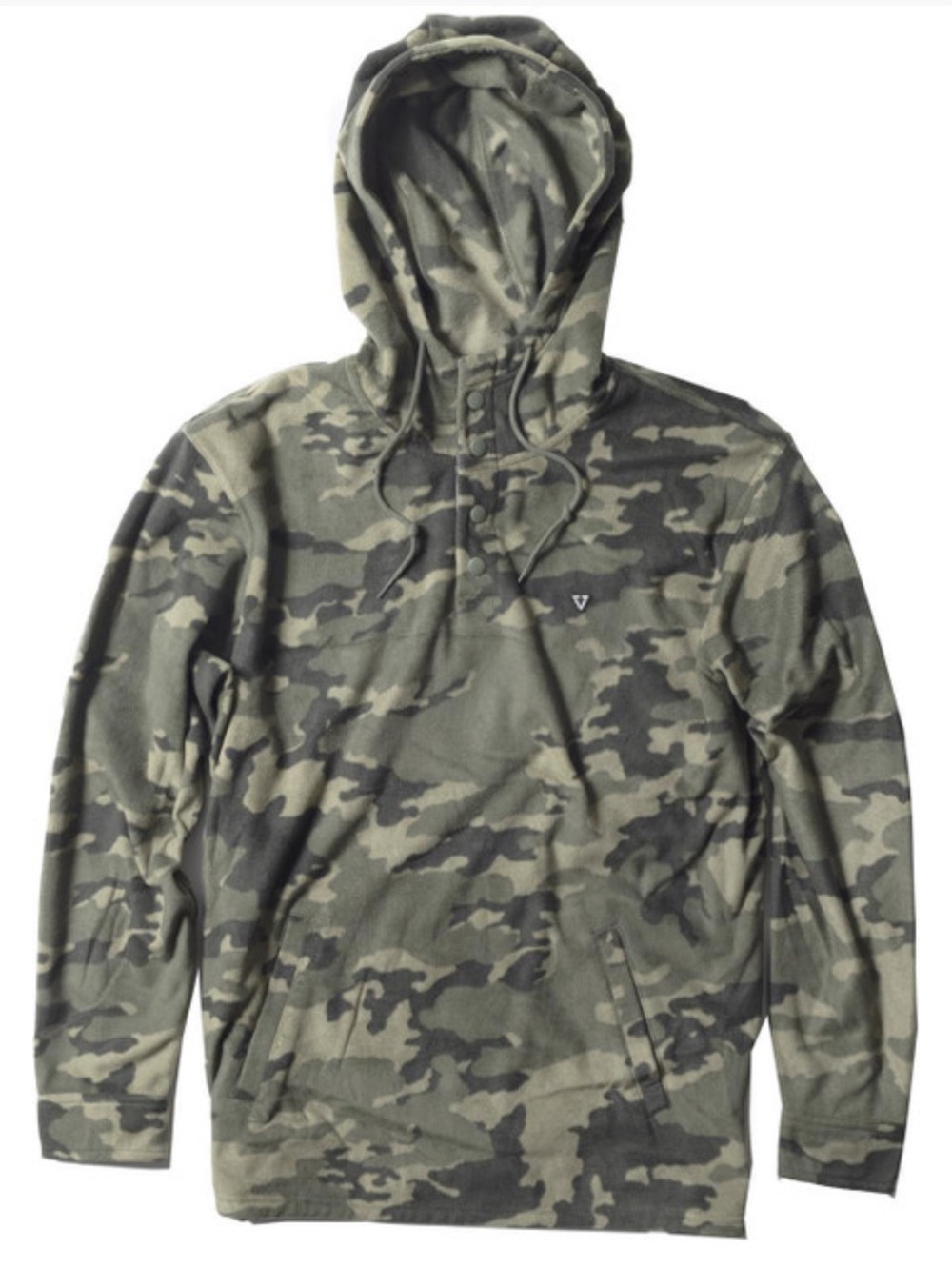VISSLA Kids Camo Hooded Pullover - Olive & Dark Green